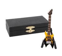 3.9in Red/Yellow Bass Model Miniature Wooden Guitar Model Musical Instrument Ornaments Guitar Bass Model(Yellow)