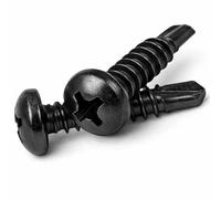 3.9mm x 25mm Black Self Drilling Pan Head Screws Steel Self Tapping Screws for Metal Sheets Roofing Windows (Pack of 50) X04D
