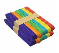 3 Ace Crafts 100 Coloured Jumbo Lollipop Sticks, Giant Smooth Wooden Lolly Stick, Lollipop Stick for Ice Cream, Waxing Spatulas, Craft Sticks for Art, Popsicle Stick, Glue Spreader Stick, Mixing Stick