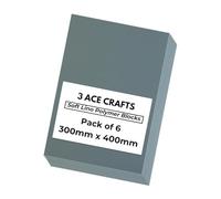 3 Ace Crafts 300mm x 400mm Double Sided Thick Lino Sheets (pack of 6) - 3.2mm Super Soft Polymer Blocks, Polymer Sheets for Printing, Carving Art and Craft, Printing Tiles, Soft Lino Printing Sheets