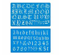 3 Ace Crafts 30mm Old English Stencil for School, College Crafts Activities, Signwriting, Reusable Plastic Stencil for DIY Craft Spraying, Painting, Drawing, Diary, Scrapbook Size Approx 26 mm x 16mm