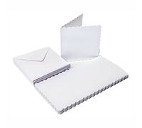 3 Ace Crafts 7 x 7 White Scalloped Cards and Envelopes for Card Making (10) Birthday, Wedding Invitation, Paper for Craft Making, Thank You Card with Envelope, Valentine's Day, Thanksgiving, Christmas