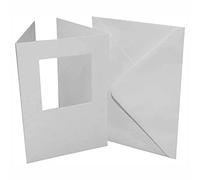 3 Ace Crafts A6 White Hammered Tri-Fold Square Aperture Cards and Envelopes for Card Making (10) Birthday, Wedding Invitation, Paper for Craft Making, Thank You Card with Envelope, Christmas