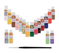 3 Ace Crafts Acrylic Paints Set of 18 Colors, Water-Based Paint with Brush for Craft Decoration and Drawing, Floetrol Fabric Paint for School Kids, Garden and Art Supplies - 59 Milliliters.