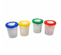 3 Ace Crafts Pack of 1 - Set of 4 Non-Spill Paint Pots with Lid Stopper Assorted Colours Arts and Crafts Painting Supplies School/Nursery