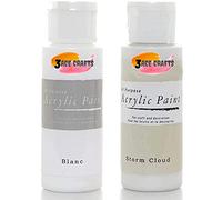 3 Ace Crafts Pack of 2 -Blanc & Storm Cloud - Acrylic Paint 59ml - Decoration Kids, Garden Furniture Ornaments, Outdoor Paints, Air Drying, Modelling Clay, Plastic, Board & Paper