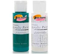 3 Ace Crafts Pack of 2 - Conifer Green & Crackle Medium - Acrylic Paint 59ml - Decoration Kids, Garden Furniture Ornaments, Outdoor Paints, Air Drying, Modelling Clay, Plastic, Board & Paper