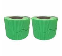 3 Ace Crafts (Pack of 2) Corrugated Display Borders Roll (Pale Green) Size 57mm x 15m - School Classroom Decoration, Bulletin Boards & Crown Making Crafts, Scalloped Edge Border Rolls Fade Resistant