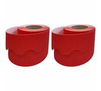 3 Ace Crafts (Pack of 2) Corrugated Display Borders Roll (Scarlet) Size 57mm x 15m - School Classroom Decoration, Bulletin Boards & Crown Making Crafts, Scalloped Edge Border Rolls Fade Resistant