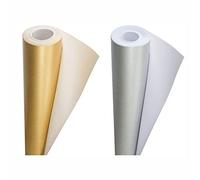 3 Ace Crafts Pack of 2 Display Poster Paper Roll-10M Perfect Ideal for Wrapping, Packing, Wrap Birthday Gifts, Table Runner, Covering, Parcel, School Board- 76cm Width Approx - Gold & Silver