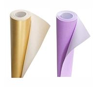 3 Ace Crafts Pack of 2 Display Poster Paper Roll-10M Perfect Ideal for Wrapping, Packing, Wrap Birthday Gifts, Table Runner, Covering, Parcel, School Board- 76cm Width Approx - Gold & Lilac