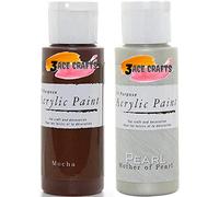 3 Ace Crafts Pack of 2 - Mocha & Mother of Pearl - Acrylic Paint 59ml - Decoration Kids, Garden Furniture Ornaments, Outdoor Paint, Air Drying, Modelling Clay, Plastic, Board & Paper