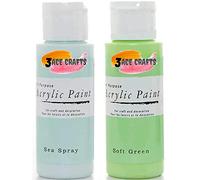 3 Ace Crafts Pack of 2 - Sea Spray & Soft Green - Acrylic Paint 59ml - Decoration Kids, Garden Furniture Ornaments, Outdoor Paint, Air Drying, Modelling Clay, Plastic, Board & Paper