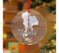 3" Acrylic Christmas Ornaments 2025 Thailand Personalized Christmas Ornaments Bauble Xmas Party Decorations Famous City Landmarks Posters Keepsake Transparent Disc Stocking Name Tag