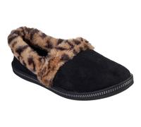 (3 (Adults')) Skechers cali cozy campfire f womens ladies full slippers black/leopard print