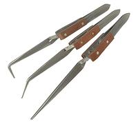 3 ANGLED & Straight Self Locking Soldering Tweezers Watch Jewellers Hand Free Set (90)