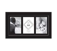 3 Apperture Multi Photo Frame - Wall Mount Glass Front Picture Frame 4''x 6'' Collage Frame Photo Frame Wall Hanging for Home Office Wall Decor (Pack of 1, Black)