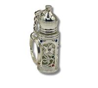 3 ARCHES USA - 3ml Refillable Glass Anointing Oil Keychain Portable Essential Oils and Travel Size Container with Applicator for Anointing Oil, Church Gifts (Silver)