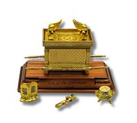 3 ARCHES USA The Ark of The Covenant Model Gold Plated Table Figurine Replica with Contents (Aaron’s Rod-Manna-Ten Commandments)-4.3”x 2” x 3” Small Size