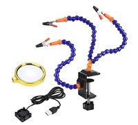 3 - Arm Adjustable Soldering Station Table Clip, Aluminum Alloy Soldering Station for Electronics Repair, 5-10 mm Desktop Thickness, Anti - Skid Base with Flexible Arms for (Magnifying Glass Fan