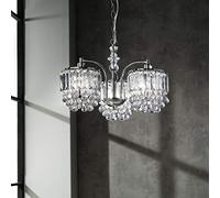 3 Arm Chrome Light Chandelier Fitting with Acrylic Beads and Droplets Glass Look