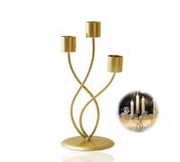 3 Arm Gold Candelabra Candle Holder, Vintage Metal Candlestick Holders for Wedding Centerpiece Christmas Decor Fireplace Mantel Dining Table Home Decoration