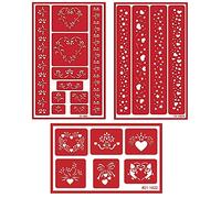 3 Armour Etch Over N Over Reusable Glass Etching Stencils Set | Heart, Floral, Star, Circle Borders and Patterns