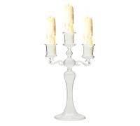 3 Arms Candelabra - Transparent Glass Candle Holder Centrepiece | Table Decor | Elegant Home Accent For Dining Room Celebration Photography Wedding Dinner Party