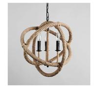 3 Arms E14 AC110-240V Hemp Rope Ball Suspension Pendant Light V-intage Retro Country Style,Kitchen Light