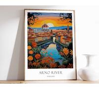 3 Arno River Poster Florence Poster Italy Poster travel Poster Wall Art Home Decor Italian Pos Poster A5 - Wall Art Home Decor Movie Poster Canvas Film Cinema Retro Vintage Cult Classic Nostargic Sag