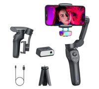 3-Axis Smartphone Gimbal Stabilizer with AI Tracking & RGB Fill Light Face Tracking Focus Wheel Foldable iPhone Gimbal for iPhone/Android Phone