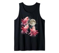3 Axolotls Howling At The Moon Funny Axolotl Lover Tank Top