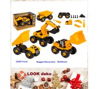 3 Baggers Bulldozer Tipper Construction Vehicles Disassemblable + Beach Toy Set