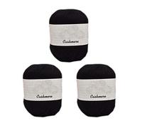 3 Balls 100% Mongolian Cashmere Yarn, Luxurious Hand Knitting Pure Cashmere Cone Yarn Home Necessity for Knitting Crocheting Crafts Total 150g (Black)