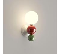 3-Balls Modern Creative Wall Sconce Nordic Red Ball Wall Lamp Indoor White Decorative Lighting Fixture PE Shade Minimalist Iron Wall Light for Kids Bedroom Living Room Hallway