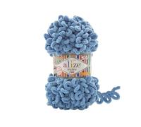 3 Balls/Skeins Alize Puffy Fine Baby Small Loop Blanket Yarn 100% Micropolyester Soft Wool Each Ball 100g 14.5m -374 Denim