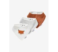 3 Bandana-Style Bibs in Cotton Gauze brown
