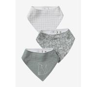 3 Bandana-Style Bibs in Cotton Gauze ecru