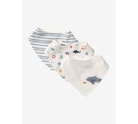 3 Bandana-Style Bibs in Cotton Gauze grey blue