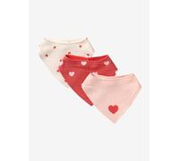 3 Bandana-Style Bibs in Cotton Gauze pale pink