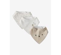 3 Bandana-Style Bibs in Cotton Gauze printed beige