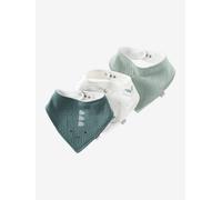 3 Bandana-Style Bibs in Cotton Gauze sage green