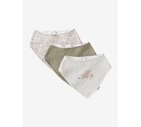3 Bandana-Style Bibs in Cotton Gauze set beige