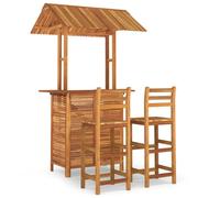 (3/bar chairs with backrest) vidaXL Solid Wood Acacia Garden Bar Set Table Bar Stool Multi Models 3/5 Piece