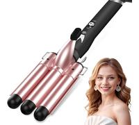 3 Barrel Curling Iron, 25mm Hair Waver Wand With Adjustable Temperature Control for Long or Short Styling, Large Wave Ceramic Wide Crimpers
