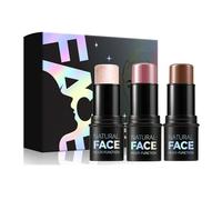 3 bâtons contour, surligneur et blush avec pinceau - Bâton crème contour et bronzant pour les joues et les yeux, maquillage longue tenue, imperméable et lisse pour tous les types de peau. (2)