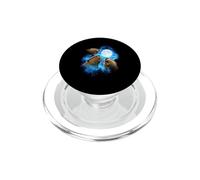 3 beaver howling at the moon colorful blue PopSockets PopGrip for MagSafe