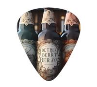 3 beer bottles Printed guitar picks for acoustic, electric, and band players, 12 pieces in 3 different thicknesses