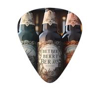 3 beer bottles Printed guitar picks - three thicknesses: thin, medium and thick, suitable for electric guitar, bass and ukulele.