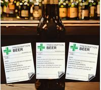 3 Beer Prescription Beer Bottle Joke Stickers/Labels - Ideal Funny Gift for Secret Santa & Birthdays